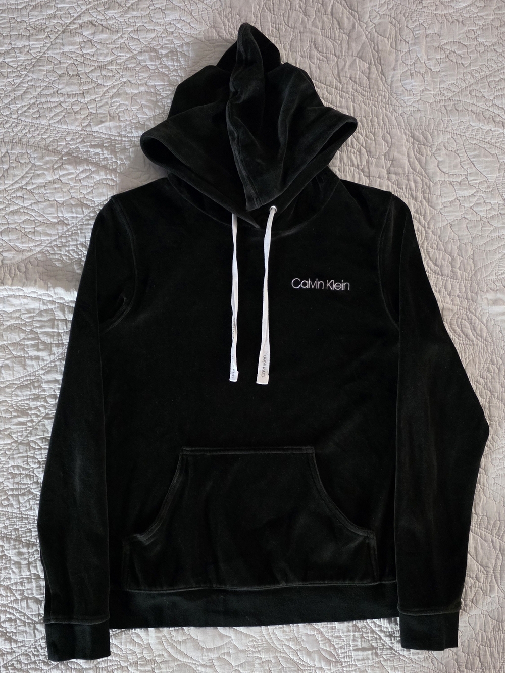 Calvin Klein Sleepwear Velour Hoodie Black Women’s Small